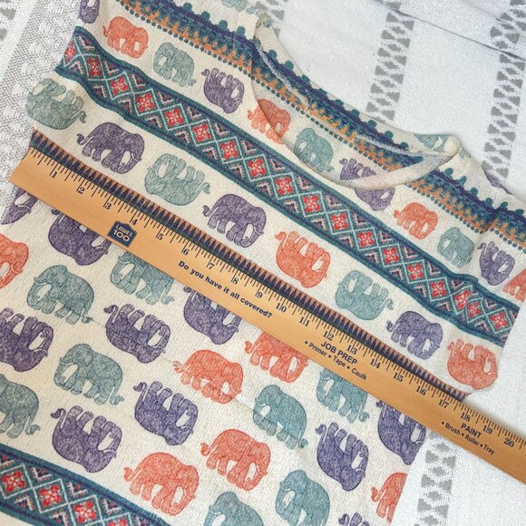 Gage Women's Multicolor Elephant Print Short Sleeve Tee Top S - Boho Chic - Picture 8 of 8